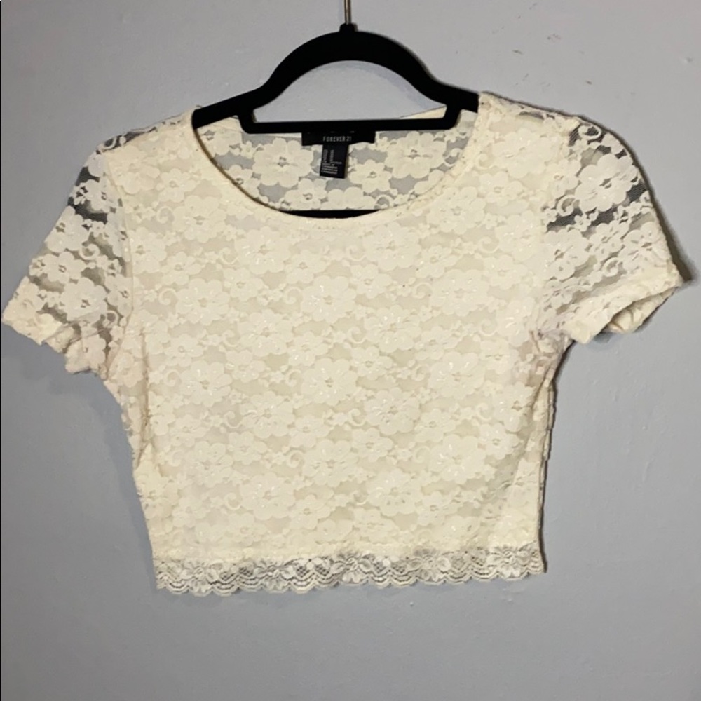 Cream Lace Crop Top